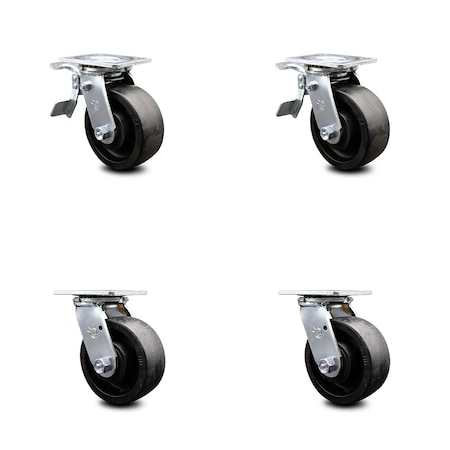 Service Caster 5 Inch Glass Filled Nylon Swivel Caster Set with Ball Bearing 2 Total Lock Brake SCC-TTL30S520-GFNB-2-S-2